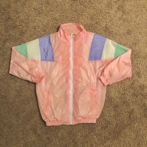 Retro style wind breaker zip up jacket